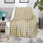 Beige And White Check Pattern Print Blanket