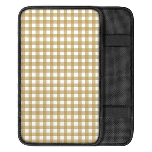 Beige And White Check Pattern Print Car Center Console Cover