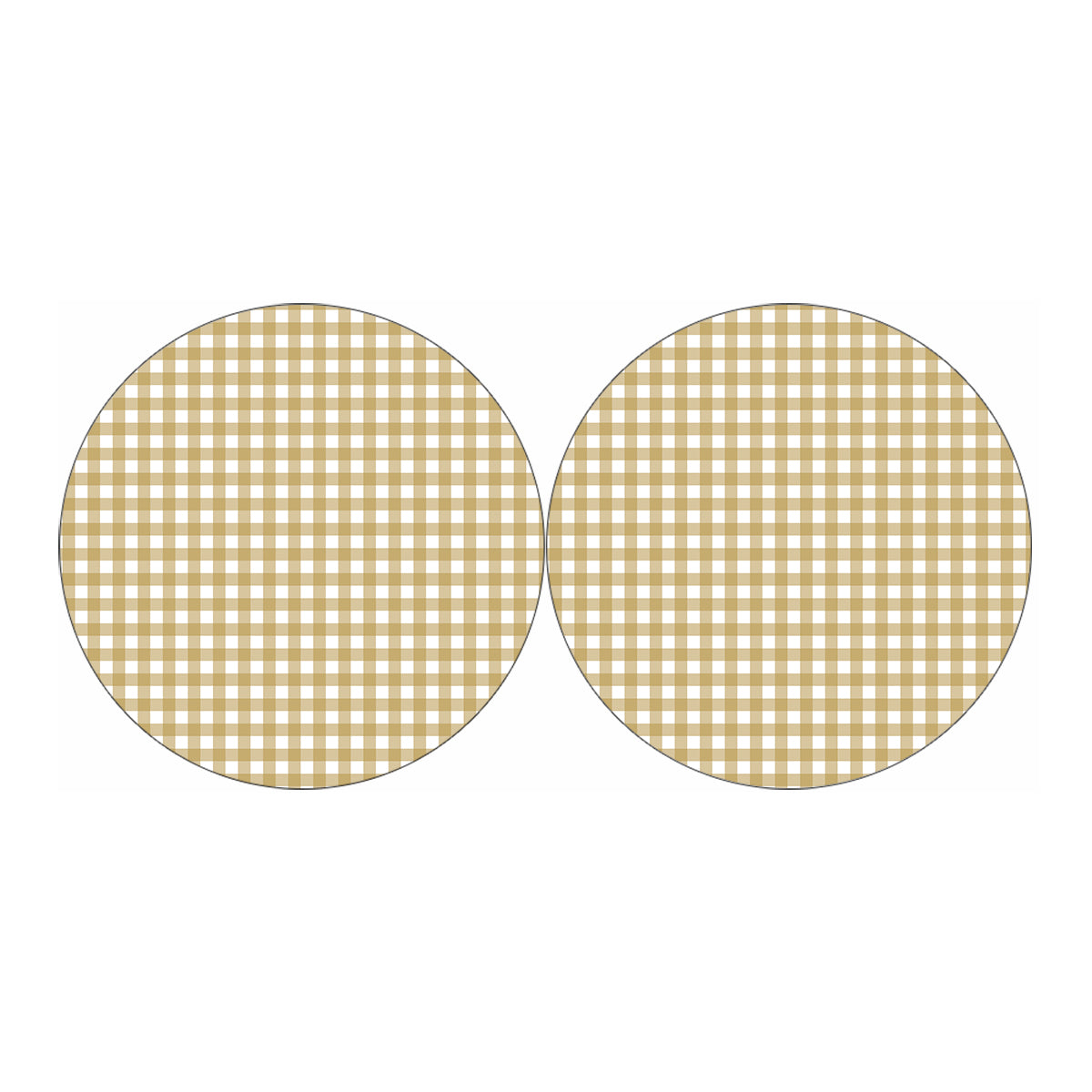 Beige And White Check Pattern Print Car Coasters