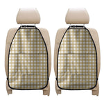 Beige And White Check Pattern Print Car Seat Organizers