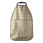 Beige And White Check Pattern Print Car Seat Organizers