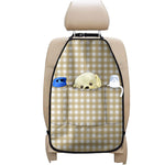Beige And White Check Pattern Print Car Seat Organizers