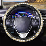 Beige And White Check Pattern Print Car Steering Wheel Cover