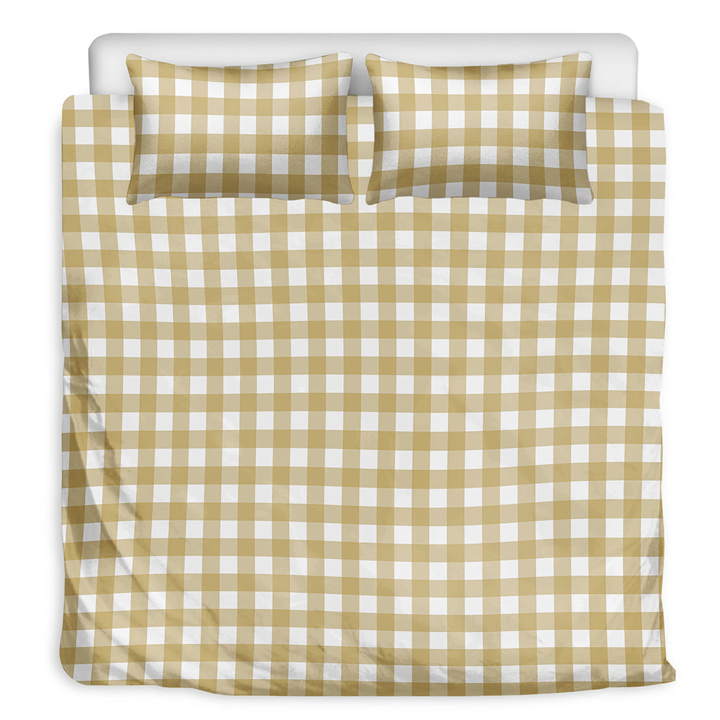 Beige And White Check Pattern Print Duvet Cover Bedding Set