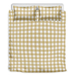 Beige And White Check Pattern Print Duvet Cover Bedding Set