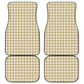Beige And White Check Pattern Print Front and Back Car Floor Mats