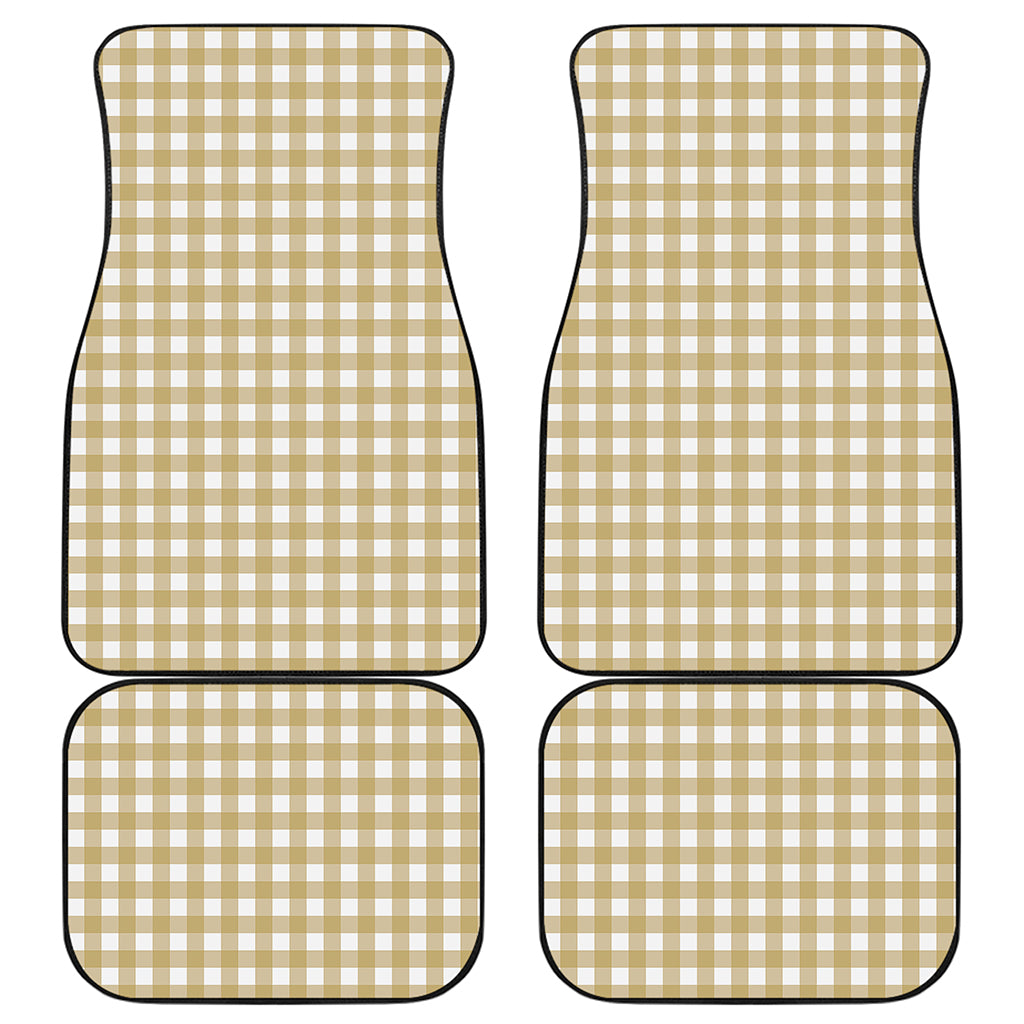 Beige And White Check Pattern Print Front and Back Car Floor Mats