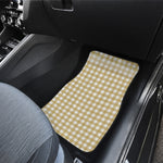 Beige And White Check Pattern Print Front and Back Car Floor Mats