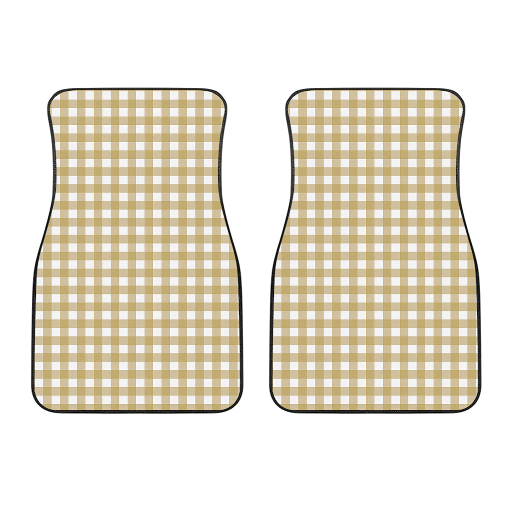 Beige And White Check Pattern Print Front Car Floor Mats