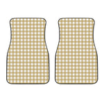 Beige And White Check Pattern Print Front Car Floor Mats