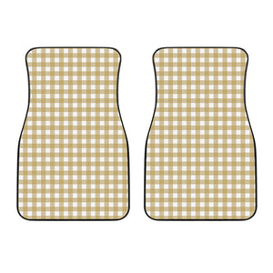 Beige And White Check Pattern Print Front Car Floor Mats