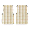 Beige And White Check Pattern Print Front Car Floor Mats