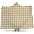 Beige And White Check Pattern Print Hooded Blanket