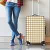 Beige And White Check Pattern Print Luggage Cover