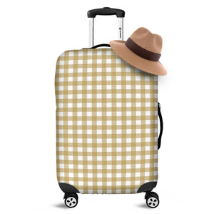 Beige And White Check Pattern Print Luggage Cover