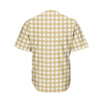 Beige And White Check Pattern Print Men's Baseball Jersey