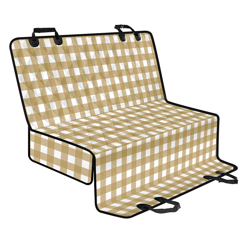 Beige And White Check Pattern Print Pet Car Back Seat Cover