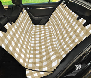 Beige And White Check Pattern Print Pet Car Back Seat Cover