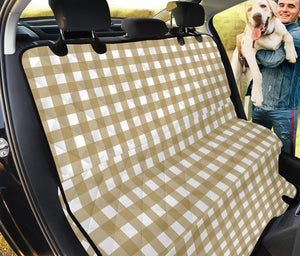 Beige And White Check Pattern Print Pet Car Back Seat Cover