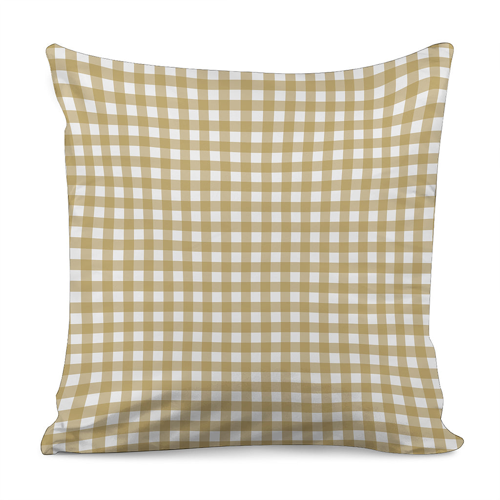 Beige And White Check Pattern Print Pillow Cover