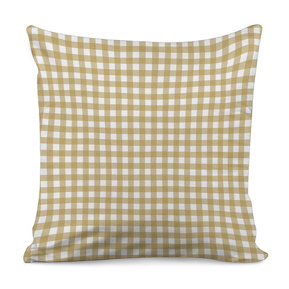 Beige And White Check Pattern Print Pillow Cover