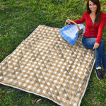 Beige And White Check Pattern Print Quilt