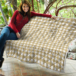 Beige And White Check Pattern Print Quilt