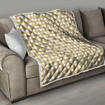 Beige And White Check Pattern Print Quilt