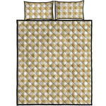 Beige And White Check Pattern Print Quilt Bed Set