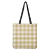 Beige And White Check Pattern Print Tote Bag