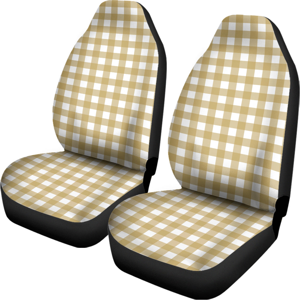 Beige And White Check Pattern Print Universal Fit Car Seat Covers