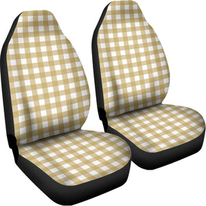 Beige And White Check Pattern Print Universal Fit Car Seat Covers