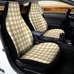 Beige And White Check Pattern Print Universal Fit Car Seat Covers