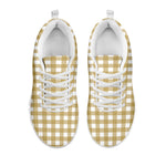 Beige And White Check Pattern Print White Sneakers