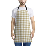 Beige And White Gingham Pattern Print Apron