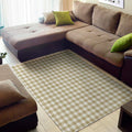 Beige And White Gingham Pattern Print Floor Mat
