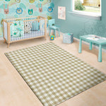 Beige And White Gingham Pattern Print Area Rug