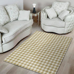 Beige And White Gingham Pattern Print Area Rug