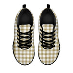 Beige And White Gingham Pattern Print Black Sneakers
