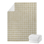 Beige And White Gingham Pattern Print Blanket