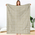 Beige And White Gingham Pattern Print Blanket