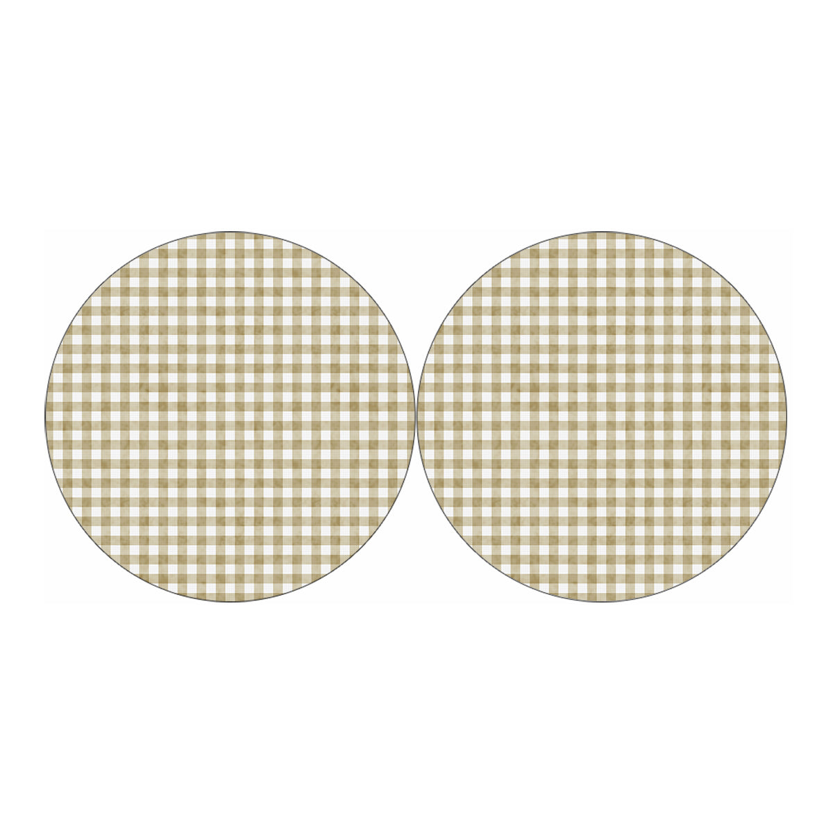 Beige And White Gingham Pattern Print Car Coasters