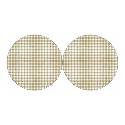 Beige And White Gingham Pattern Print Car Coasters
