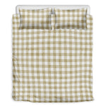 Beige And White Gingham Pattern Print Duvet Cover Bedding Set