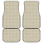 Beige And White Gingham Pattern Print Front and Back Car Floor Mats