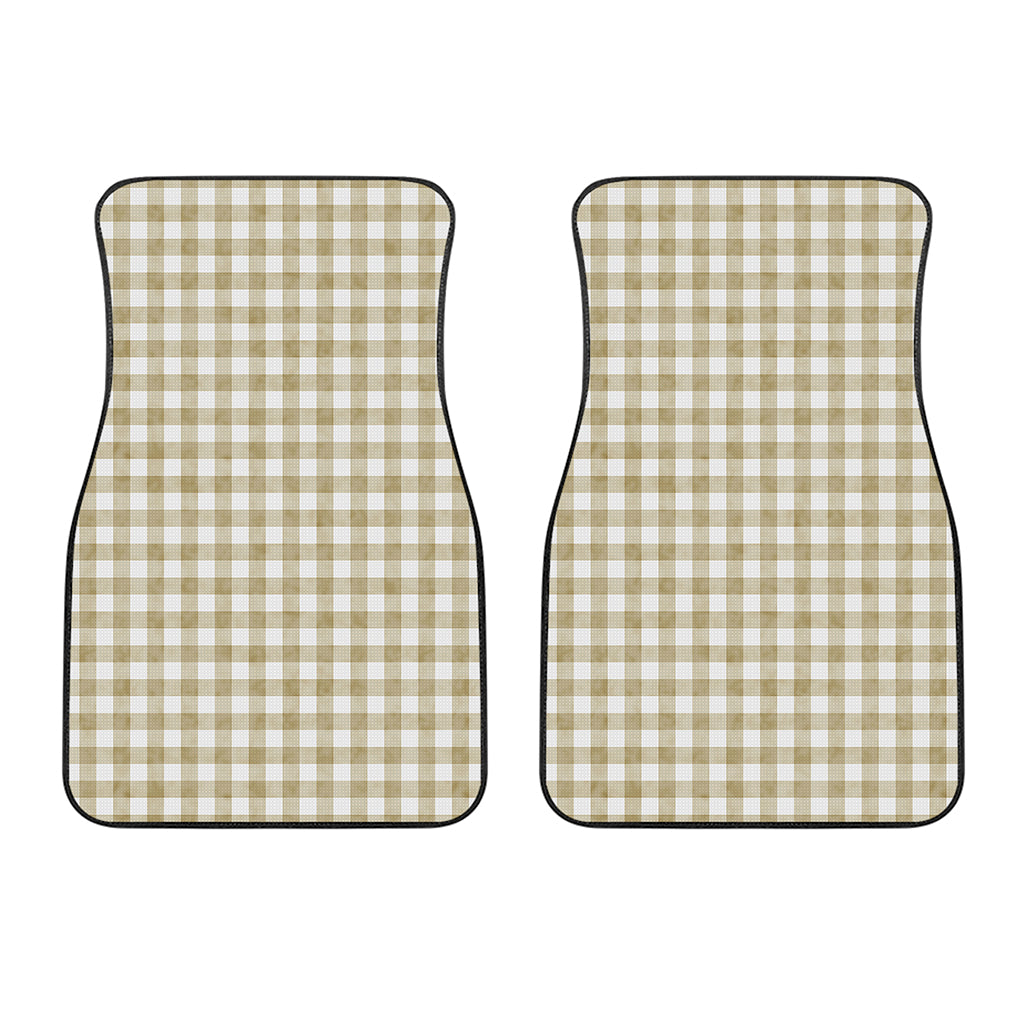 Beige And White Gingham Pattern Print Front Car Floor Mats