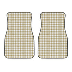 Beige And White Gingham Pattern Print Front Car Floor Mats