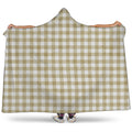 Beige And White Gingham Pattern Print Hooded Blanket