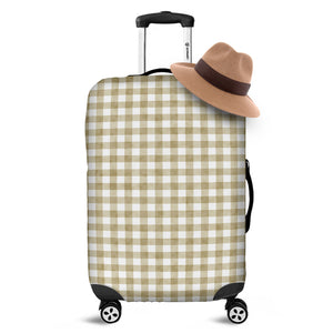 Beige And White Gingham Pattern Print Luggage Cover