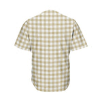 Beige And White Gingham Pattern Print Men's Baseball Jersey